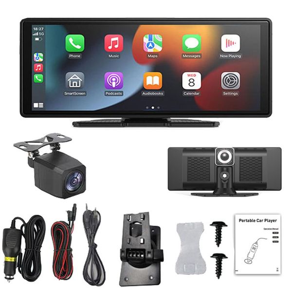 10.26" Wireless CarPlay and Android Auto Portable Car Screen with Backup Camera