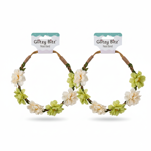 Flower Elasticated Hair Band - Colourful Floral Design Accessory - 2 Pack