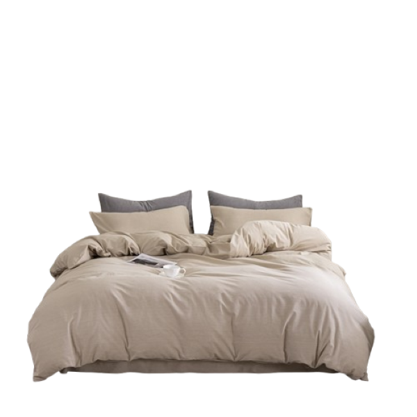 Linen Boutique - Duvet Cover Set Reversible Washed Polyester-PeachPlain