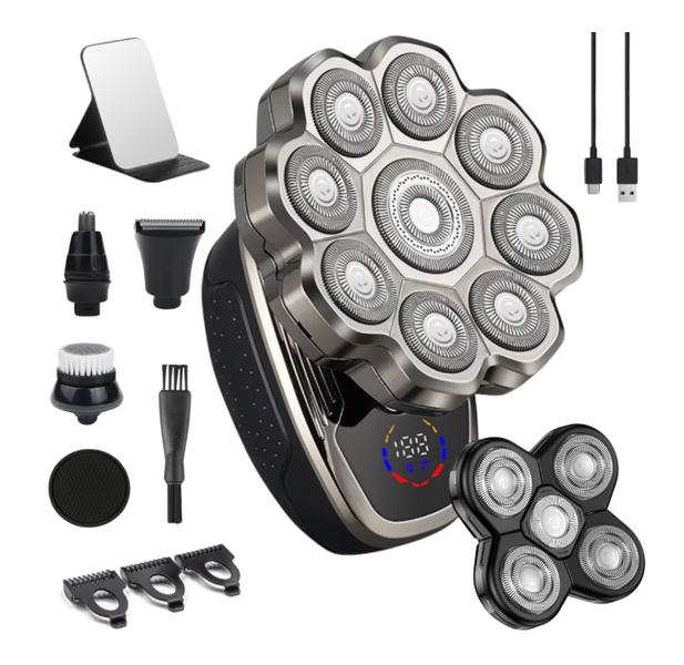 Men's Electric Shaver, 8+1 Blade Heads, 5+1 Multi-Function, IPX5 Waterproof