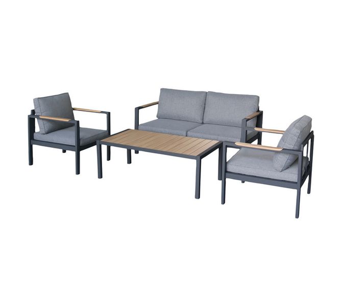 Outdoor Sofa Set - Aluminium Frame and Cushions - 4-Piece Set