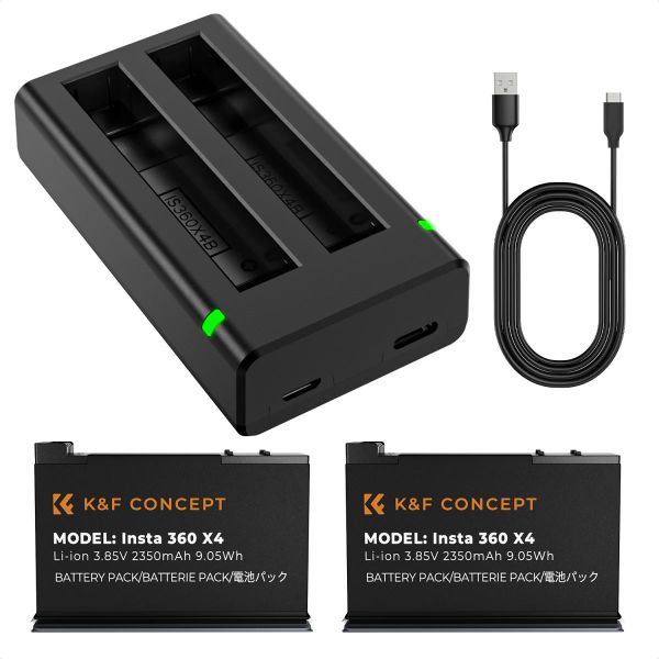 K&amp;F Concept 2 Pack Batteries &amp; Charger compatible with Insta360X4