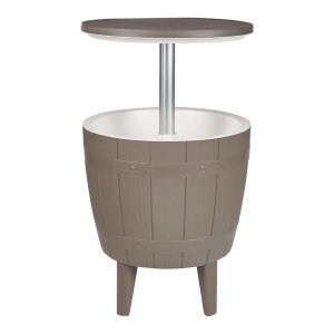 HOMEPOLA 3-in-1 Retractable Coffee Table Ice Bucket Patio Side Table -37L