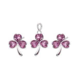 XP Lucky Three Leaf Clover Swarovski Embellished Crystal Set - Violet