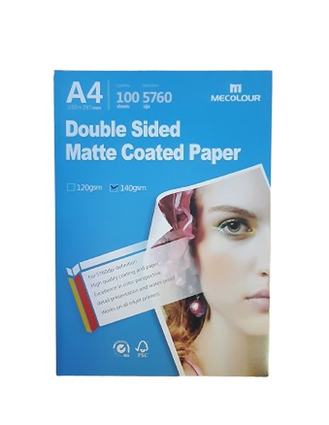 MECOLOUR A4 Double Sided Matte Coated Paper 140g 100 Sheets Per Pack