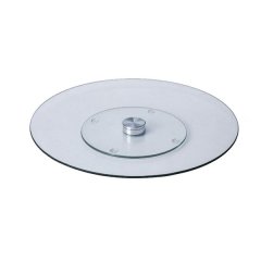 35cm Tempered Glass Lazy Suzan - Rotating Serving Tray - 3 Pack