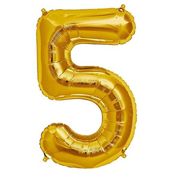 Number 5 Gold Balloon