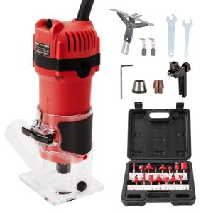 Wood Router, 6.5Amp 1.25HP 800W , 31000R/MIN Compact 15 1/4" Router Bit Set