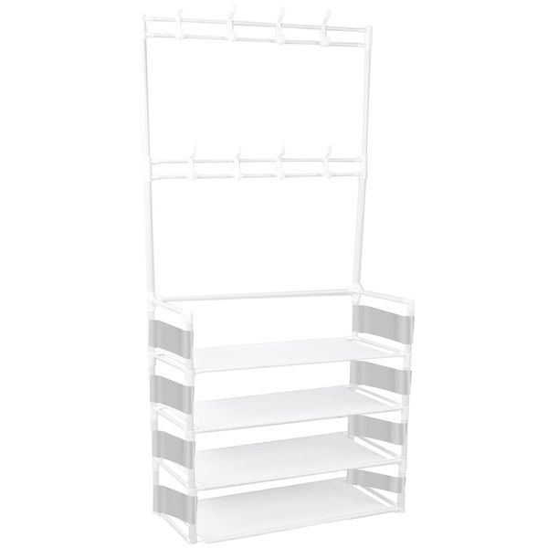 Shoe Racks Organizers 4-layer Shoe Rack with 8 Hooks
