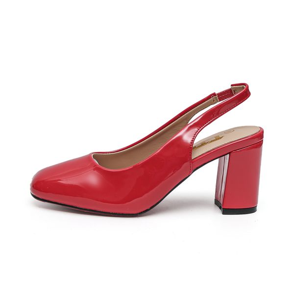 TTP Women's Block Heel Slingback Patent PU Heels JSF59