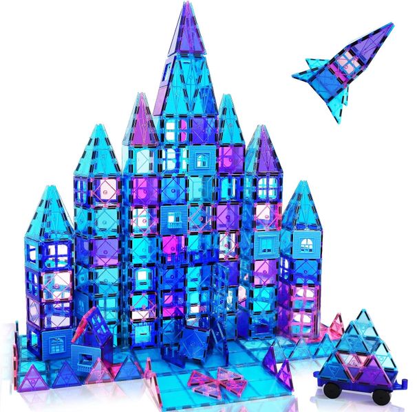 104 Piece Magnetic Building Blocks, Diamond Magnetic Tiles, Educational Toys