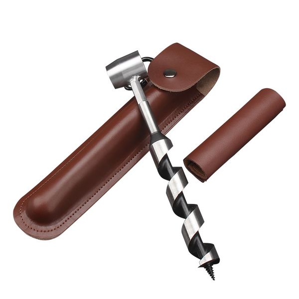 Handheld Outdoor Auger Drill Bit with Leather Case for Woodworking
