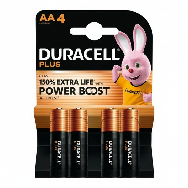 Duracell AA Alkaline Batteries 4 Piece with Power Boost Technology