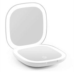 Pocket Magnifying Makeup Mirror With Led Light 3 5 Inches White