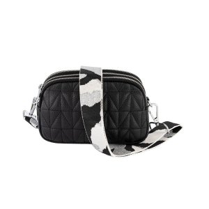Trendy Little Leather Bag with Woven Strap