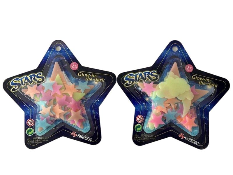 2 Piece Set Glow In The Dark Stars In The Night - 40-piece Each