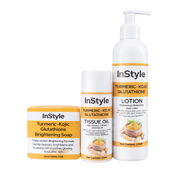 Kojic Acid, Turmeric &amp; Glutathione Brightening Skincare Set- 3 Piece