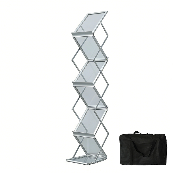 Foldable Metal A4 Brochure Display with Storage Bag Brochure Display Rack