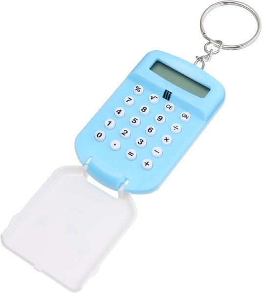 Cute Blue Mini Portable Calculator With LCD Display For Students, Exams An