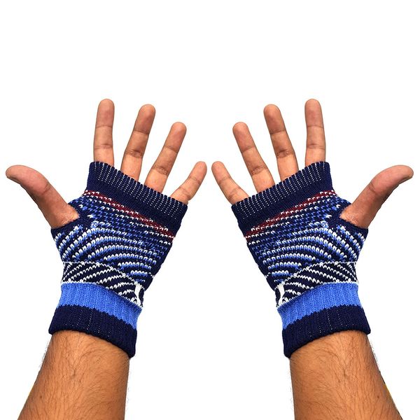 BUFFTEE Fingerless Mittens - Warm Winter Fingerless Gloves - Royal