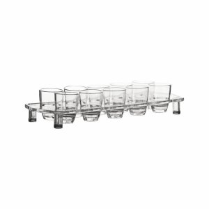 Shot Glass 25ml 10 Piece With Tray Plastic Clear -Crockery Centre