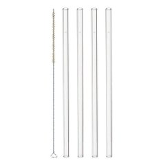 Leonardo Glass Straws with Cleaning Brush Ciao 20cm – Set of 4