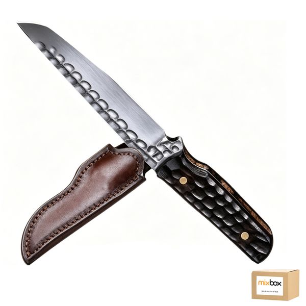Mix Box Hammer Forged Boning Knife with Leather Cover,24cm, Simplicity