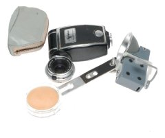 Vintage camera pouch and filter and adapter accessories