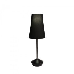 Table Lamp with Pipe, Black WoodenBase &amp; Black Cone Lamp Shade