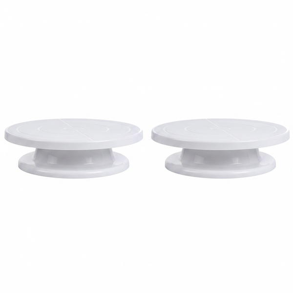 Versatile 28cm Plastic Turntable for Cake Decorating and Serving - 2 Pack