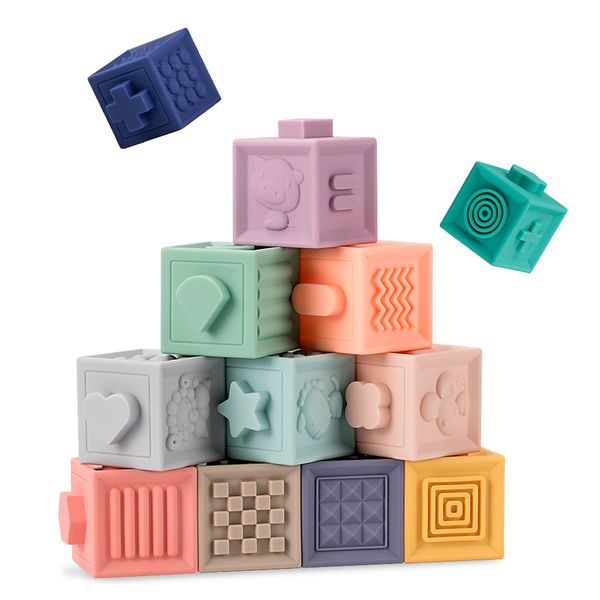 Soft Silicone Developmental Toy Building Blocks - Set of 12