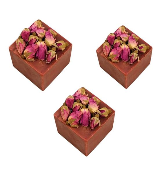 Pack Of 3 Home Made Rose Essential Oil Petal Soap