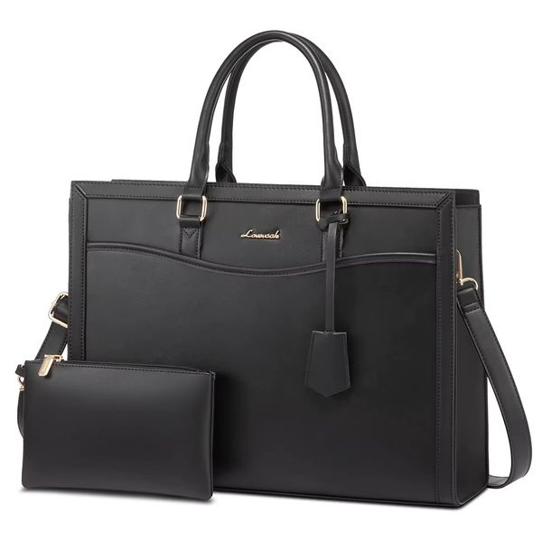 Women's 15.6 Inch Laptop Bag - Stylish PU Leather Work Tote Handbag