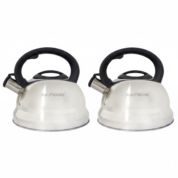 Kaufmann Stainless Steel 3l Camping Kettle with Whistling Alarm - 2 Pack