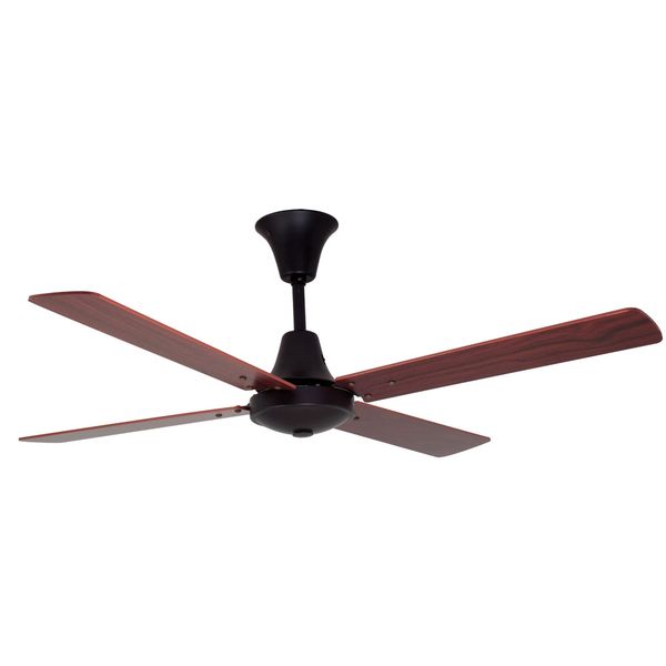 Eurolux Colonial 4 Blade Ceiling Fan - Matt Black and Dark Wood
