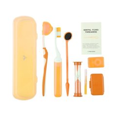 8 Piece Portable Orthodontic Oral Care Kit for Braces-Orange