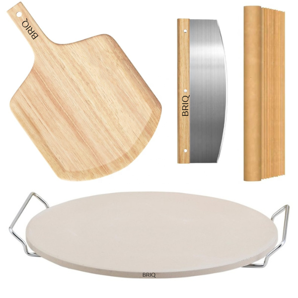 BRIQ Premium Pizza Tool Set - Stainless Steel Pizza Cutter &amp; Server