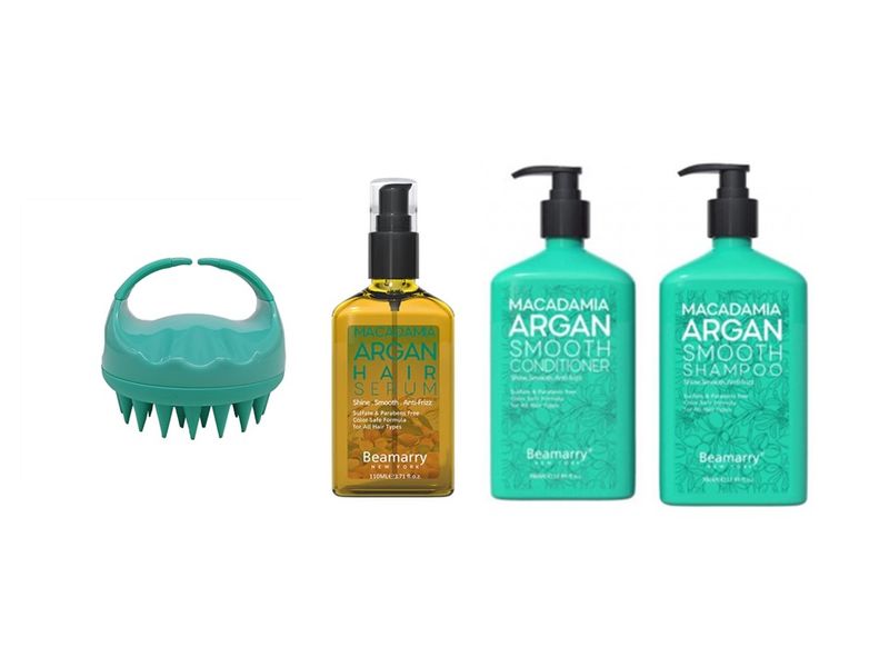 Beamarry Macadamia Argan Smooth Set + Hair Serum + Shampoo Brush