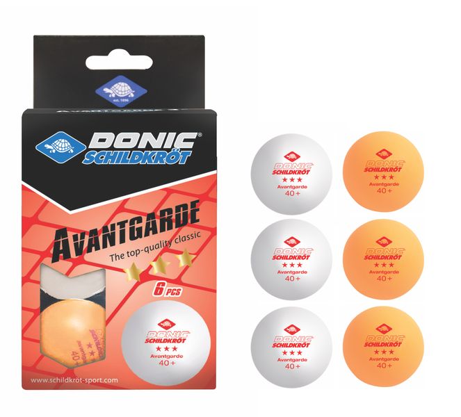 Donic-Schildkröt Table Tennis Balls Avantgarde 3-Star White/Orange - 6 Piece