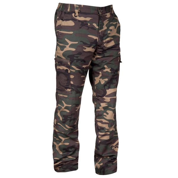 Solognac Robust Cargo Trousers Steppe 300 Camouflage Woodland - Green
