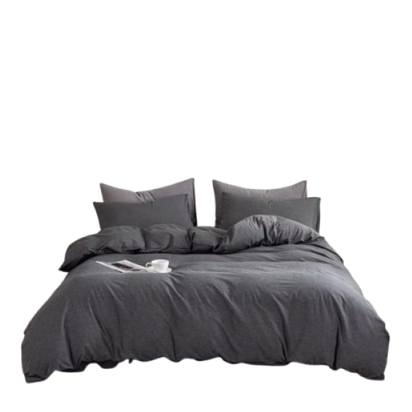 Linen Boutique - Duvet Cover Set Reversible Washed Polyester-ChardcoalPlain