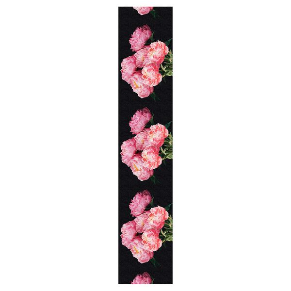 Pink Flowers on Black Table Runner