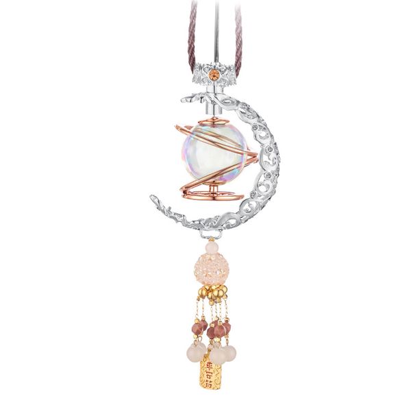 Refillable Car Air Freshener Perfume Moon&amp;Star Rhinestone Tassels Pendant