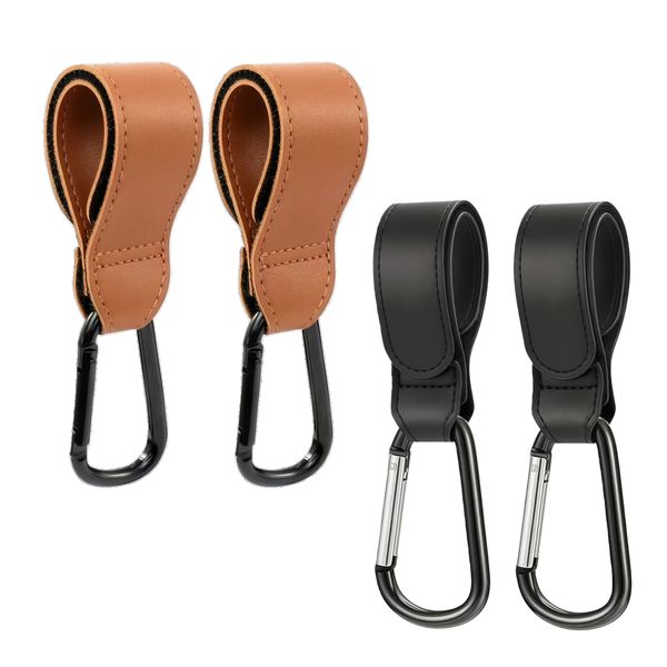 Kingdushi PU Leather Baby Stroller Hooks, Pram Clips for Diaper Bags