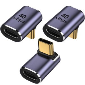 3Pc USB Adapters, 90 Degree Elbow, USB C Right Angle Connector