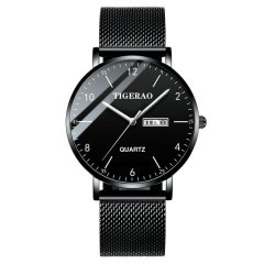 Sleek Waterproof Luminous Men's Quartz Watch | Stainless Steel Mesh Band