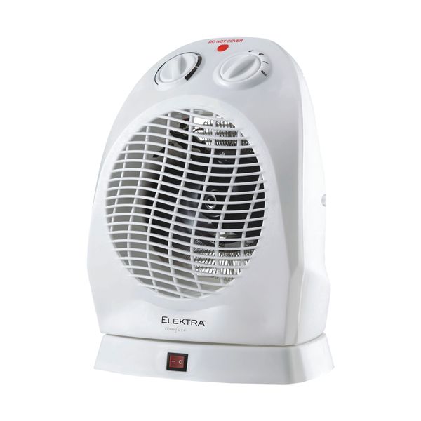 Elektra Oscillating Fan Heater with Adjustable Heat Settings White