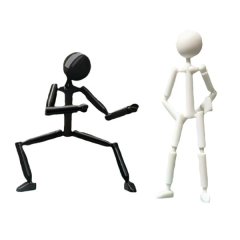 Toy Black &amp; White Multi-Jointed 3D-Printed Stickman Figurines 2pc - 13cm