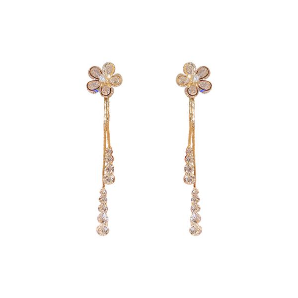 Flower Shape Long Chain Earrings