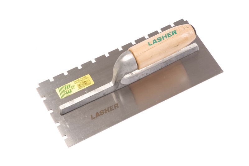 Lasher - Tilers Trowel With Wooden Handle 6 X 6 X 19 Notched